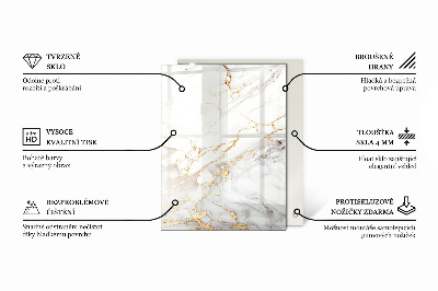 Rechthoekig tafelblad van glas Subtiele marmeraders