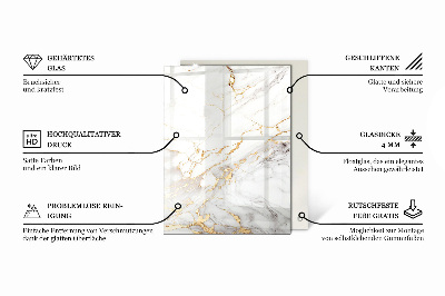 Rechthoekig tafelblad van glas Subtiele marmeraders