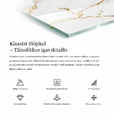 Rechthoekig tafelblad van glas Subtiele marmeraders