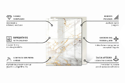 Rechthoekig tafelblad van glas Subtiele marmeraders