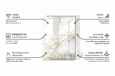 Rechthoekig tafelblad van glas Subtiele marmeraders