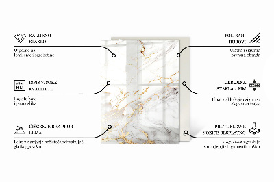 Rechthoekig tafelblad van glas Subtiele marmeraders