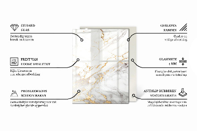 Rechthoekig tafelblad van glas Subtiele marmeraders