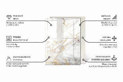 Rechthoekig tafelblad van glas Subtiele marmeraders