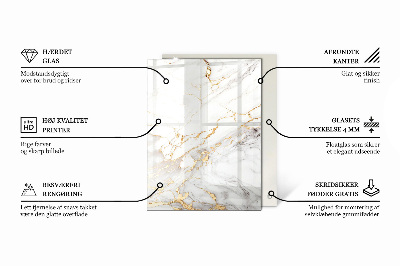 Rechthoekig tafelblad van glas Subtiele marmeraders