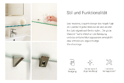 Glazen wandplank van gehard glas Semitransparant