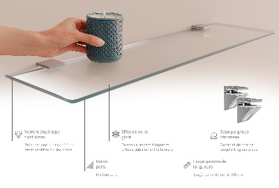 Glazen wandplank van gehard glas Semitransparant