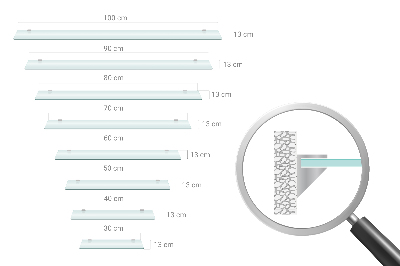 Glazen wandplank van gehard glas Semitransparant