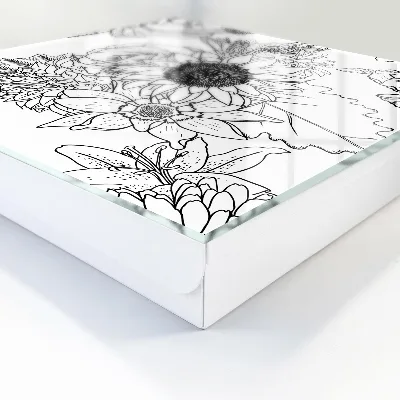 Sleutelkastje hal Zwart-witte bloemen