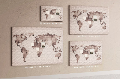 Kurk prikbord Aquarelkaart van de wereld