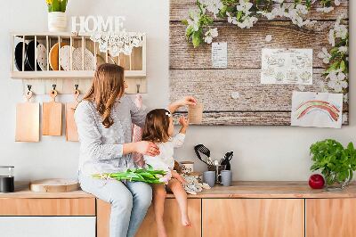 Prikbord Bloemen op hout