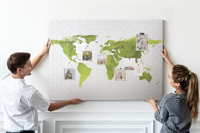 Prikbord Aquarelkaart van de wereld