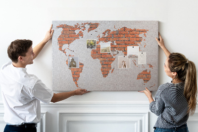 Prikbord Bakstenen kaart van de wereld