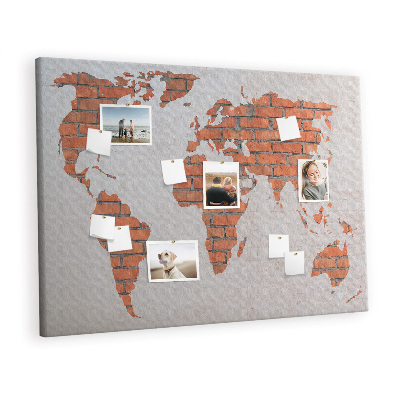 Prikbord Bakstenen kaart van de wereld