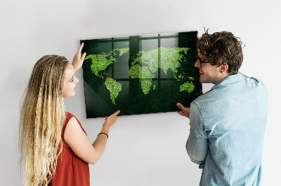 Memo bord Met gras begroeide wereldkaart