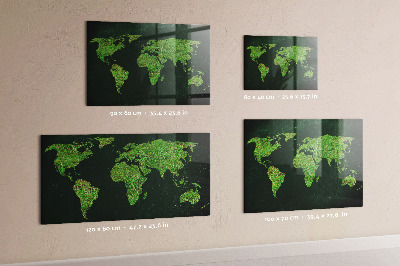Memo bord Met gras begroeide wereldkaart