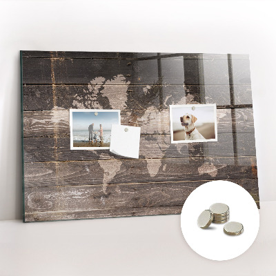 Memo bord Wereldkaart op hout