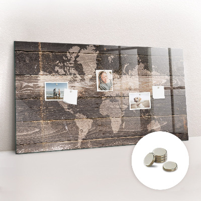 Memo bord Wereldkaart op hout