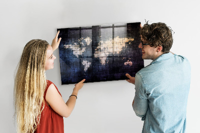 Memo bord Abstracte wereldkaart