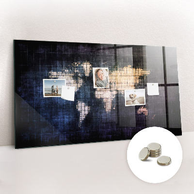 Memo bord Abstracte wereldkaart