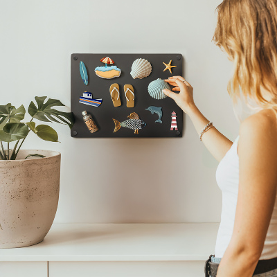 Decoratief metalen magneetbord Zwart