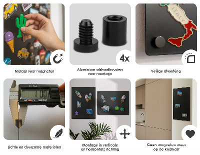 Decoratief metalen magneetbord Zwart