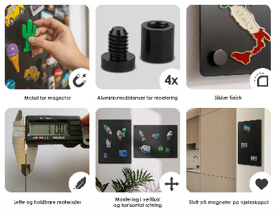 Decoratief metalen magneetbord Zwart