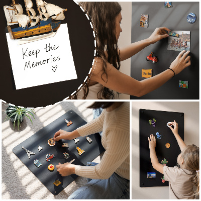 Decoratief metalen magneetbord Zwart