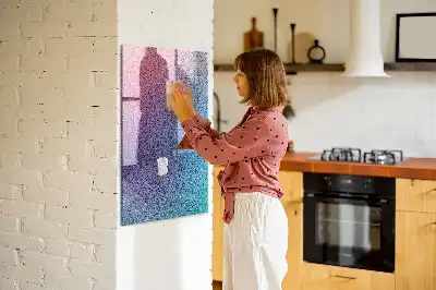 Decoratief glazen wandbord beschrijfbaar en magnetisch met abstracte voorstelling Geleidelijke abstractie