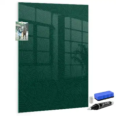 Magnetisch glazen wandbord met lijn- en bladpatroon