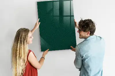 Magnetisch glazen wandbord met lijn- en bladpatroon