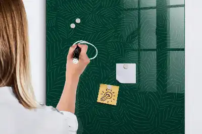 Magnetisch glazen wandbord met lijn- en bladpatroon