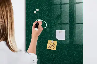 Magnetisch glazen wandbord met lijn- en bladpatroon