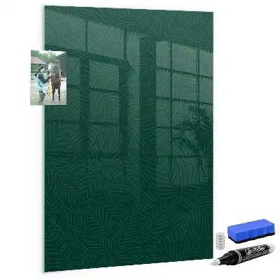 Magnetisch glazen wandbord met lijn- en bladpatroon