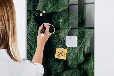 Magnetisch glazen wandbord met print van oerwoud met plantenbladeren