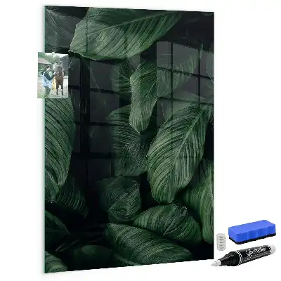 Magnetisch glazen wandbord met print van oerwoud met plantenbladeren
