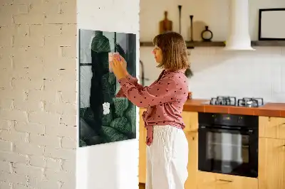 Magnetisch glazen wandbord met print van oerwoud met plantenbladeren