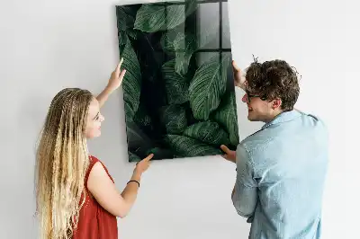 Magnetisch glazen wandbord met print van oerwoud met plantenbladeren