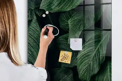 Magnetisch glazen wandbord met print van oerwoud met plantenbladeren