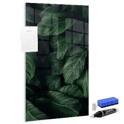 Magnetisch glazen wandbord met print van oerwoud met plantenbladeren