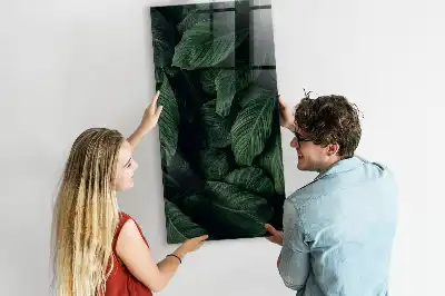 Magnetisch glazen wandbord met print van oerwoud met plantenbladeren