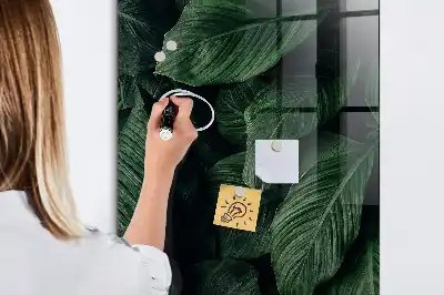 Magnetisch glazen wandbord met print van oerwoud met plantenbladeren