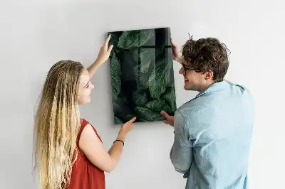Magnetisch glazen wandbord met print van oerwoud met plantenbladeren