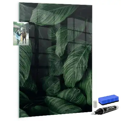 Magnetisch glazen wandbord met print van oerwoud met plantenbladeren