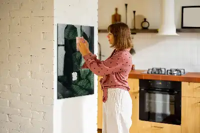 Magnetisch glazen wandbord met print van oerwoud met plantenbladeren