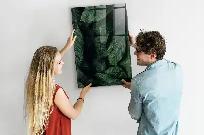 Magnetisch glazen wandbord met print van oerwoud met plantenbladeren