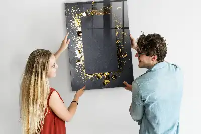 Decoratief glazen wandbord beschrijfbaar en magnetisch met gouden confetti