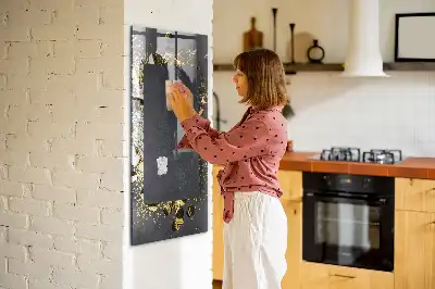 Decoratief glazen wandbord beschrijfbaar en magnetisch met gouden confetti