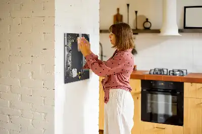 Decoratief glazen wandbord beschrijfbaar en magnetisch met gouden confetti
