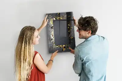 Decoratief glazen wandbord beschrijfbaar en magnetisch met gouden confetti